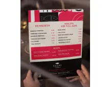 Custom dine-in restaurant menu printing sample