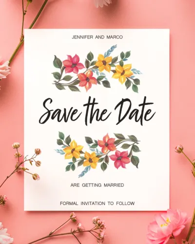 Save the date card printing sample