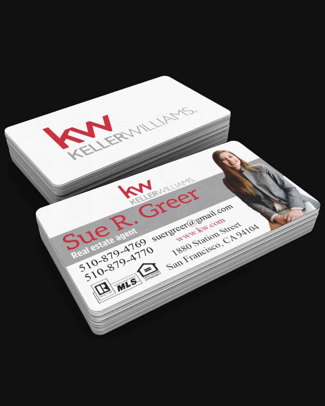 AP Printing - Keller Williams Realty Simple White Design Standard Business Cards - Custom Printing Services