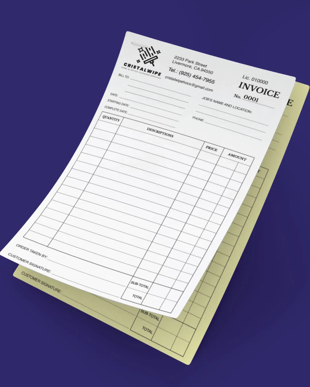 AP Printing - Elegant and Simple Black Carbonless Forms (Invoice) - Custom Printing Services