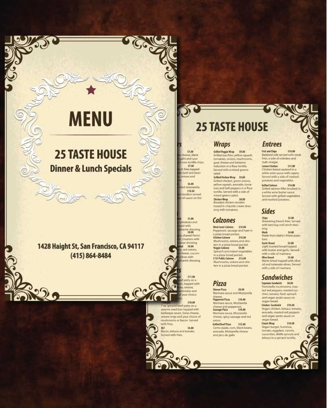 Taste House Dine-in Menu AP Printing - Taste House Dine-in Menu - Custom Printing Services