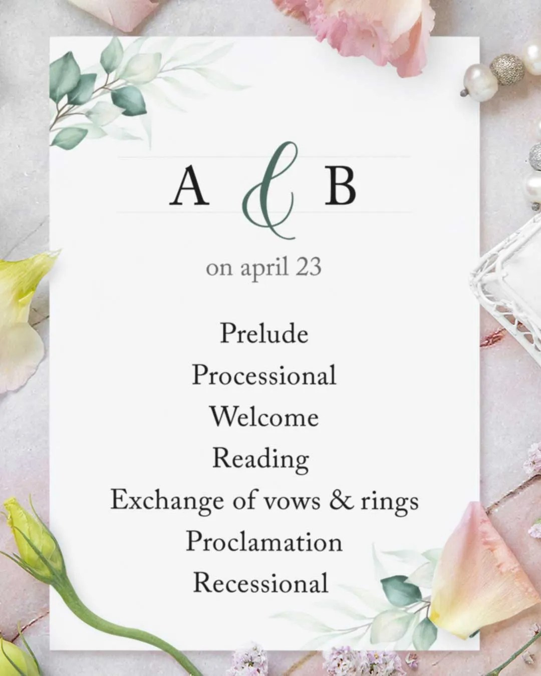 AP Printing - Unique Natural Beauty Wedding Program Cards - Custom Printing Services