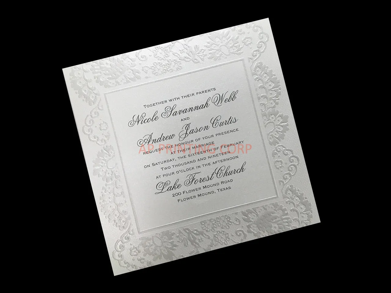 AP Printing - Lace Embrace [CC-41] Fancy Luxury Wedding Invitation - Custom Printing Services