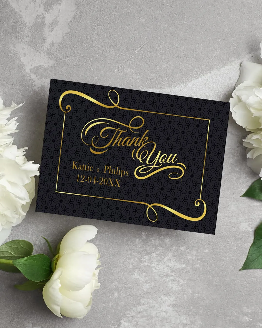 AP Printing - Golden Glyphs Frame Thank You Card Wedding - Custom Printing Services
