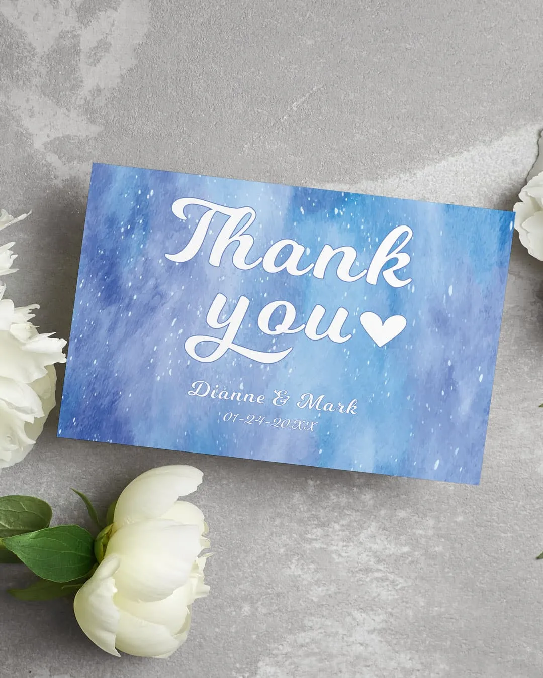 AP Printing - Blue Cloud Background Thank You Cards Wedding - Custom Printing Services