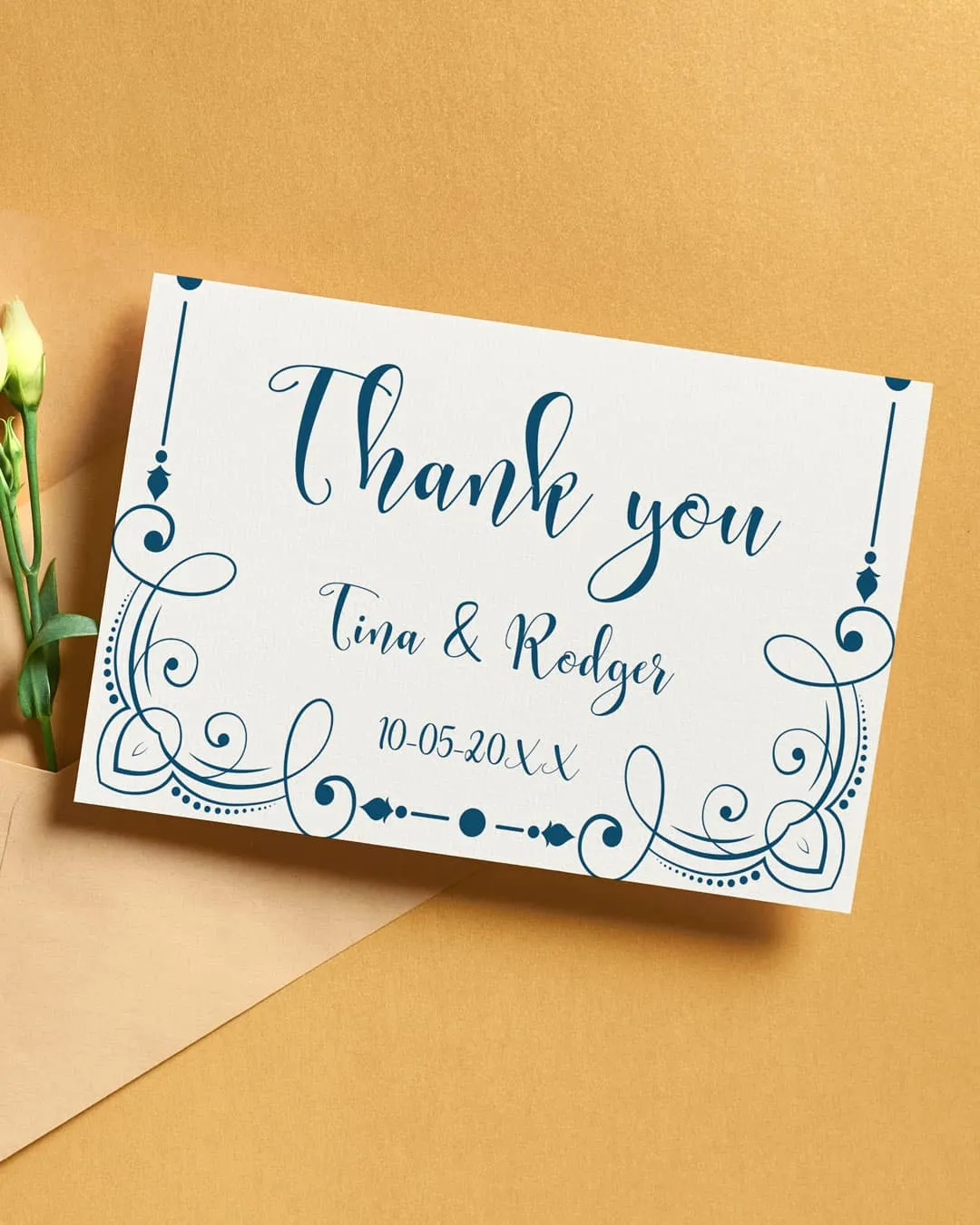 Blue Design Dividers Thank You Cards Wedding AP Printing - Blue Design Dividers Thank You Cards Wedding - Custom Printing Services
