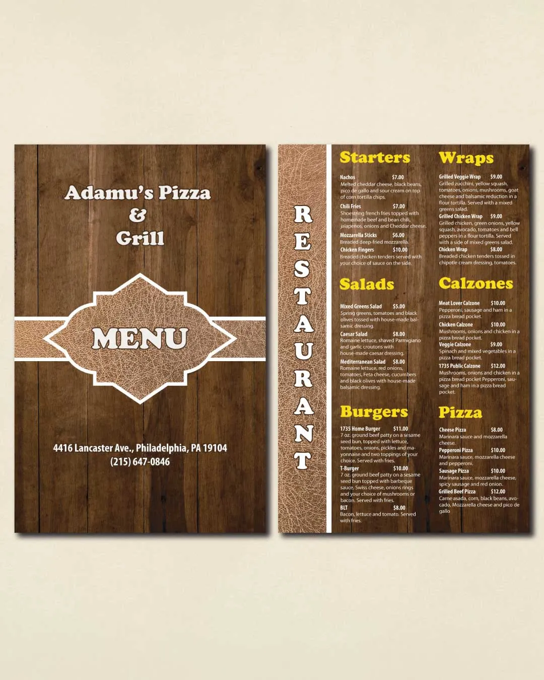 Wooden Dine-in Menu AP Printing - Wooden Dine-in Menu - Custom Printing Services