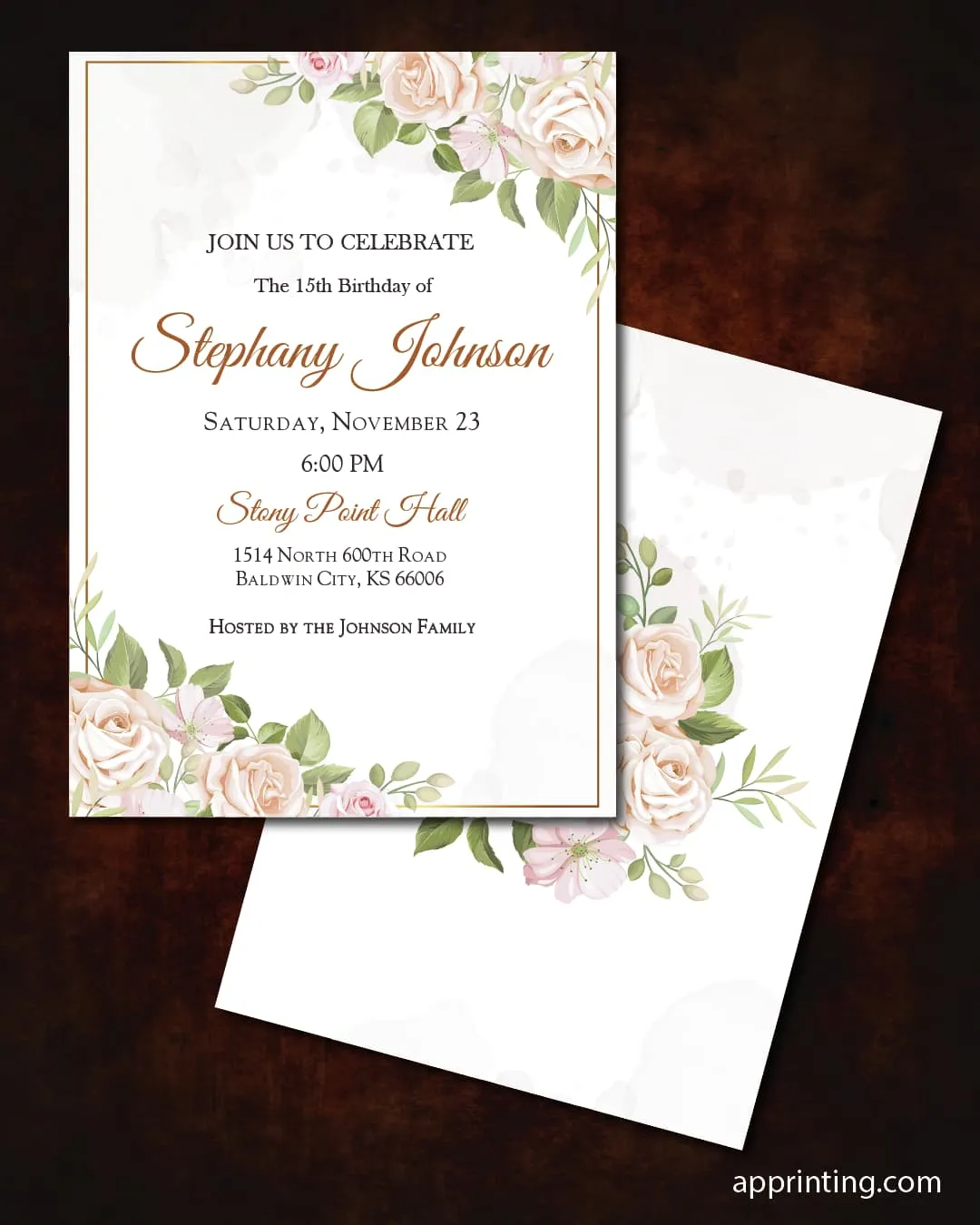 AP Printing - Quinceanera Flowers Elegant - Custom Printing Services