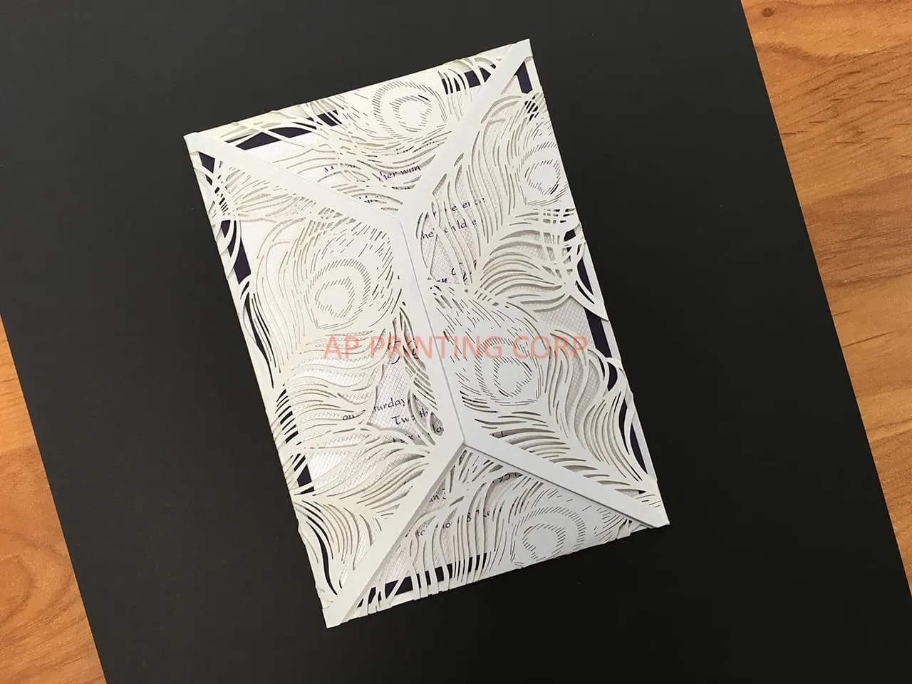 AP Printing - CL-SLIDER-58 M-N Midnight Peony Tall Slider Laser Cut Wedding Invitation - Custom Printing Services