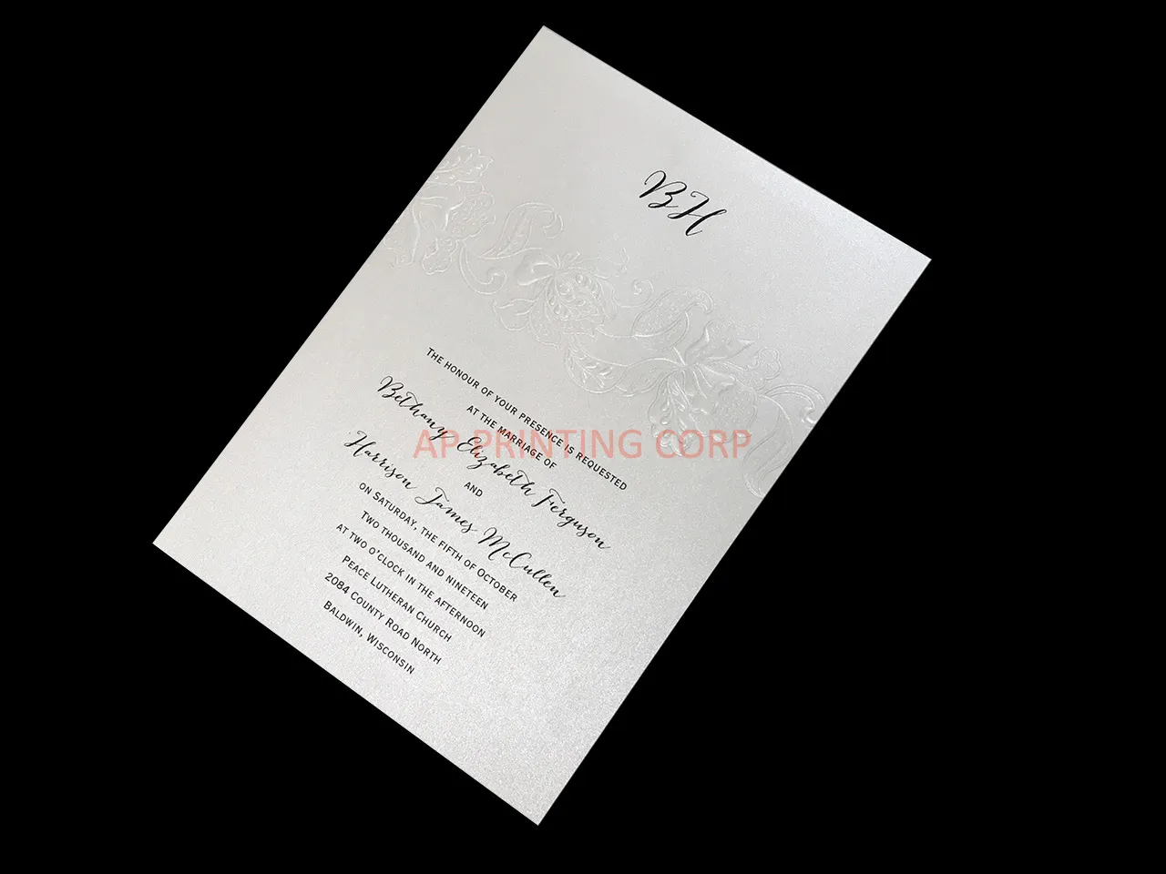 AP Printing - Lace in Pearl [CC-35] Fancy Luxury Wedding Invitation - Custom Printing Services