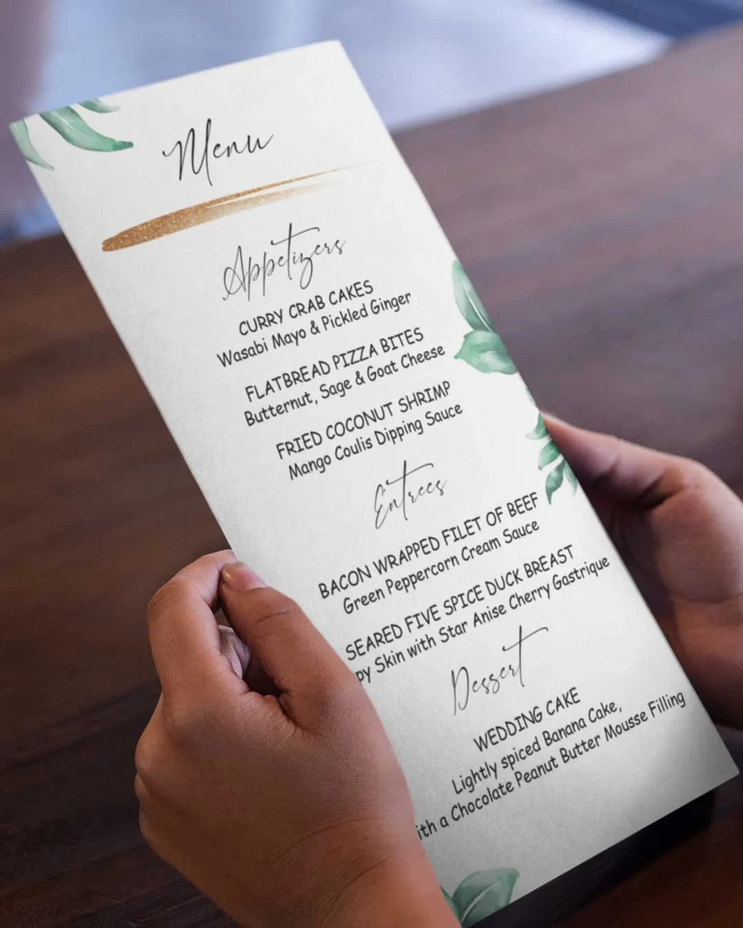 AP Printing - Green Oasis Wedding Menu Cards - Custom Printing Services