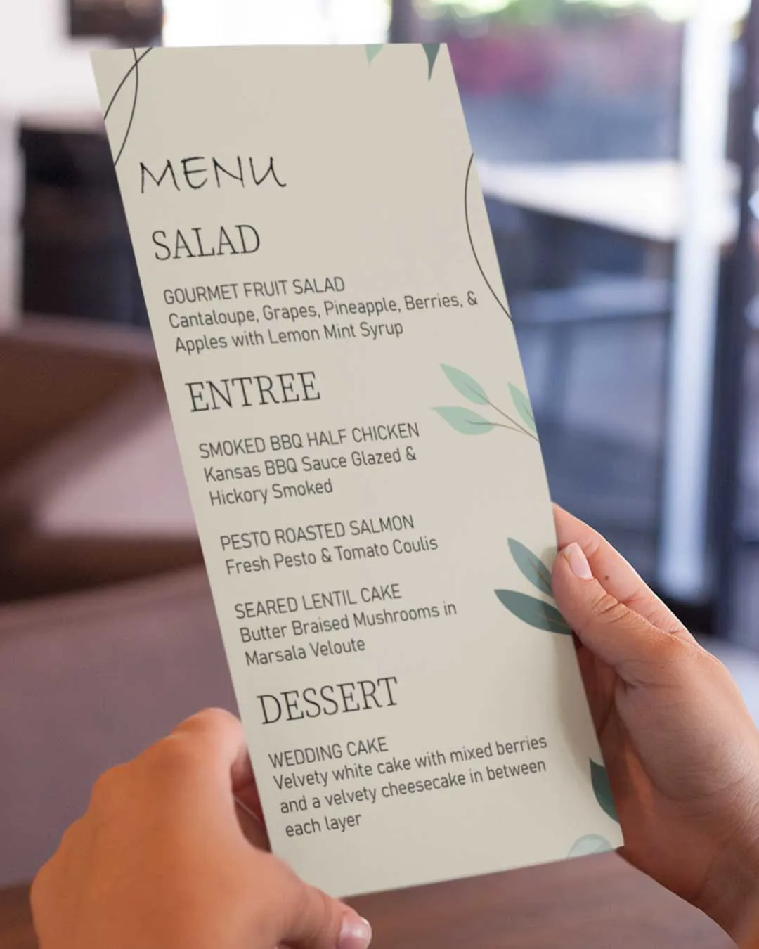 AP Printing - Nature In Your Home Wedding Menu Cards - Custom Printing Services