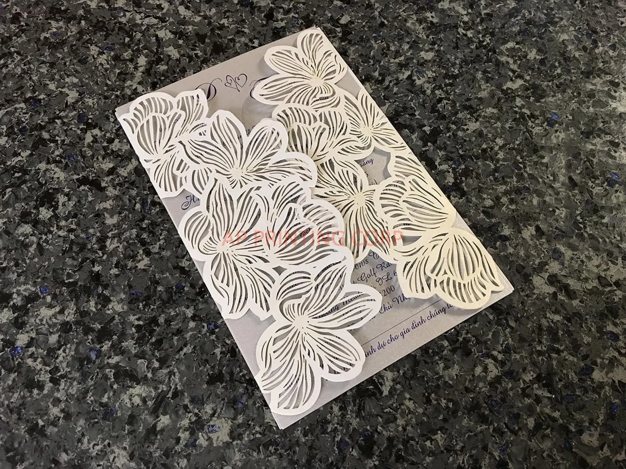 AP Printing - CL-BF-57 M-M Bronze Tree of Love Laser Cut Wedding Invitation - Custom Printing Services
