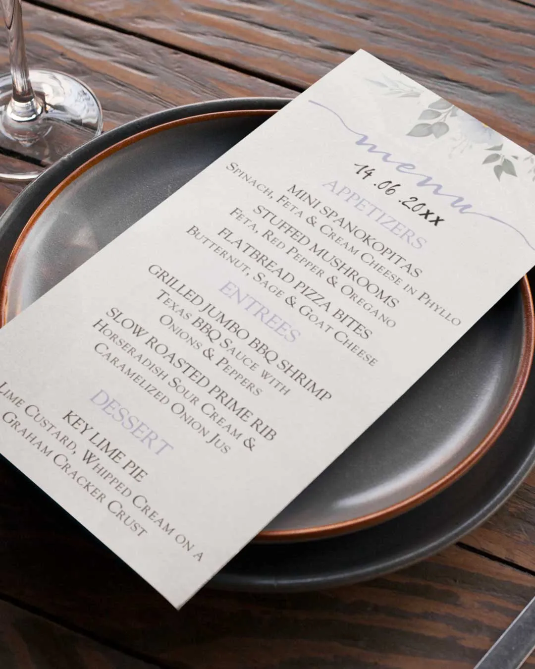 AP Printing - Wild Flowers Wedding Menu Cards - Custom Printing Services
