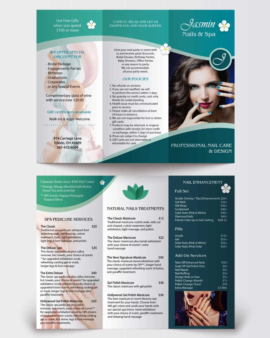 Aqua Spa & Nails Brochure AP Printing - Aqua Spa & Nails Brochure - Custom Printing Services