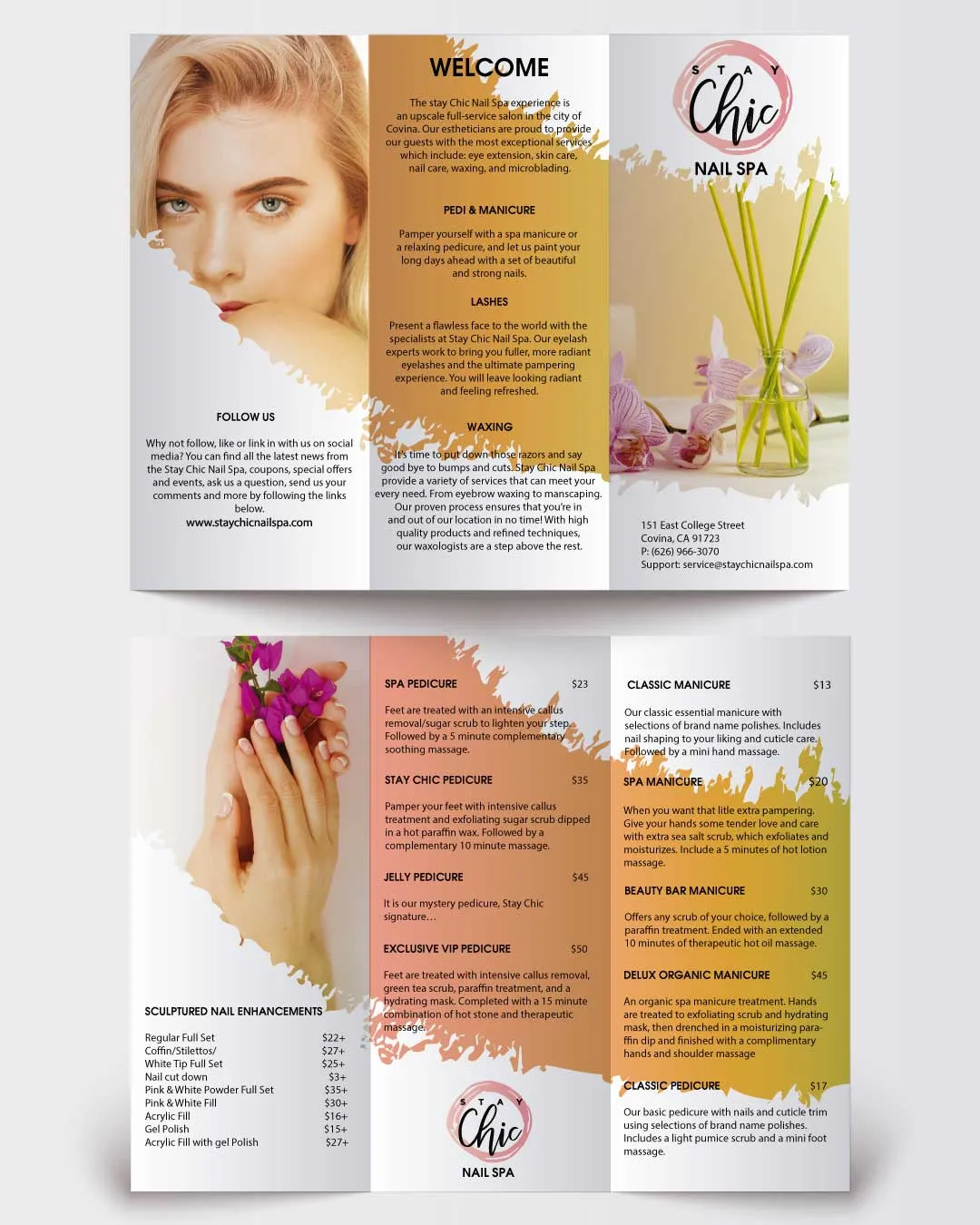 AP Printing - Artistic Gold Brush Spa & Nails Brochure - Custom Printing Services