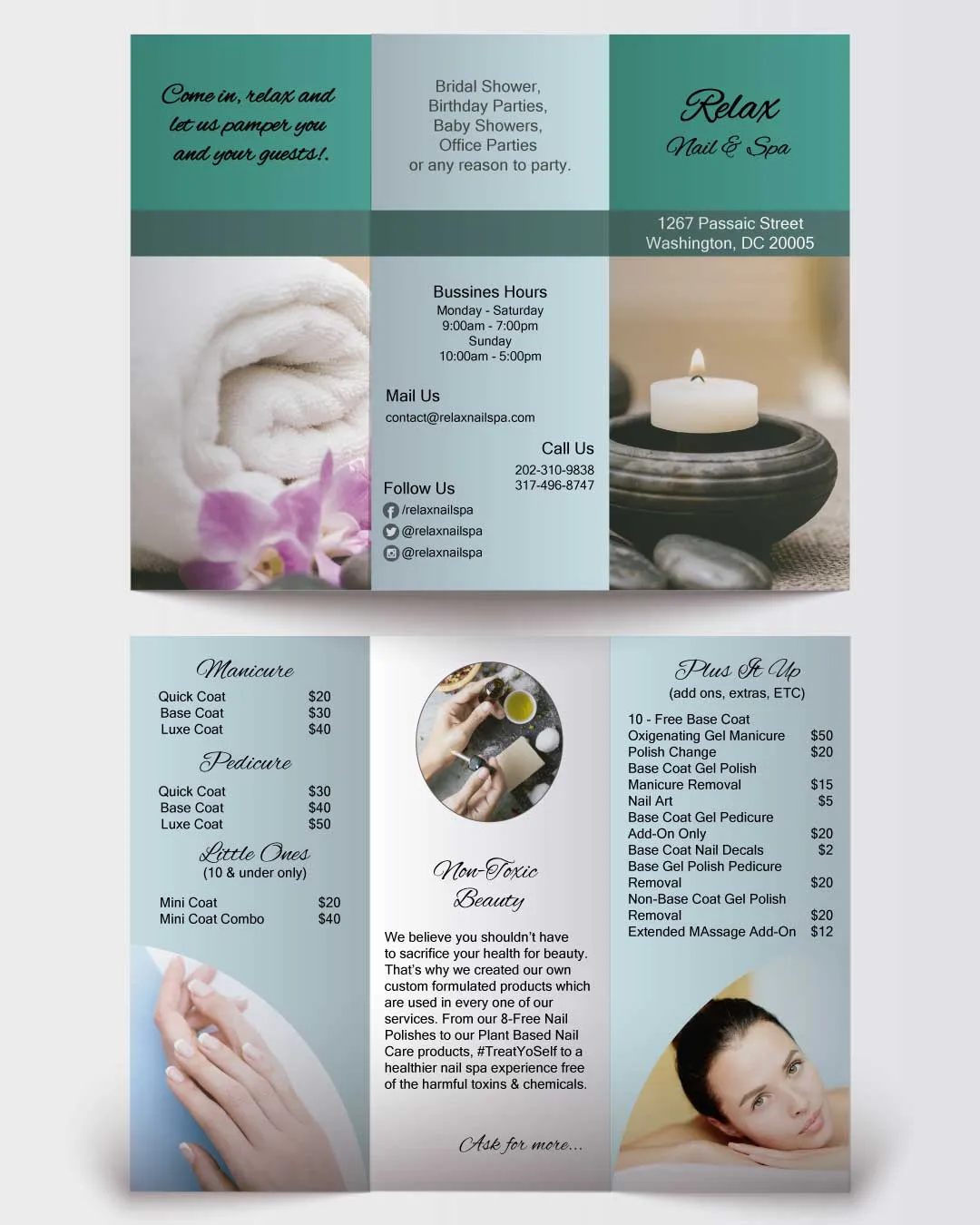 Relaxing Time Nail & Spa Brochure AP Printing - Relaxing Time Nail & Spa Brochure - Custom Printing Services
