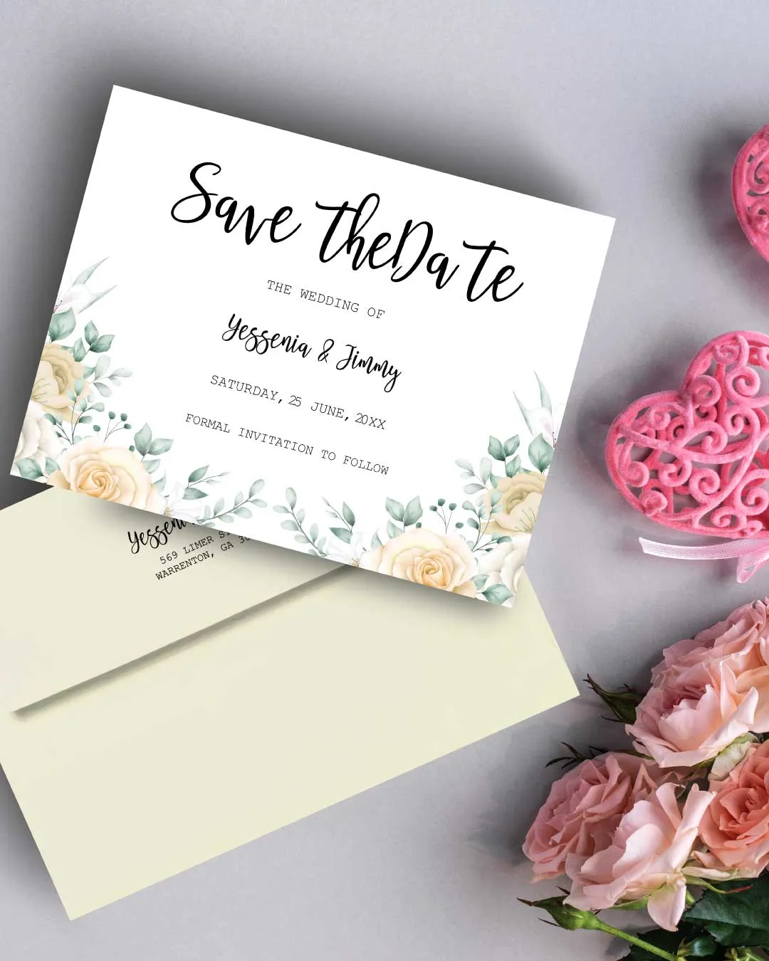 AP Printing - Design with Yellow Flowers Save The Date - Custom Printing Services