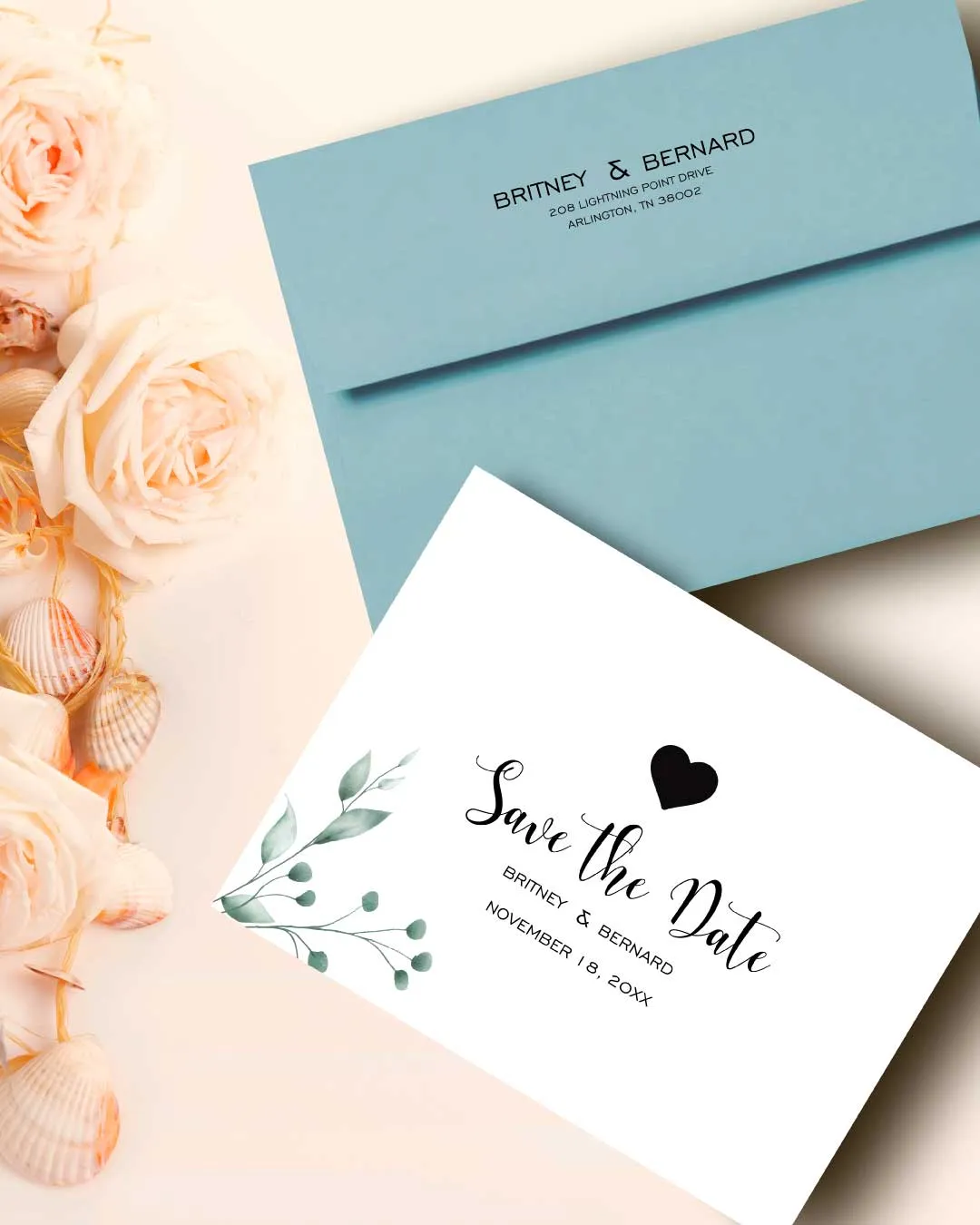 AP Printing - Simple Black Heart Save The Date - Custom Printing Services