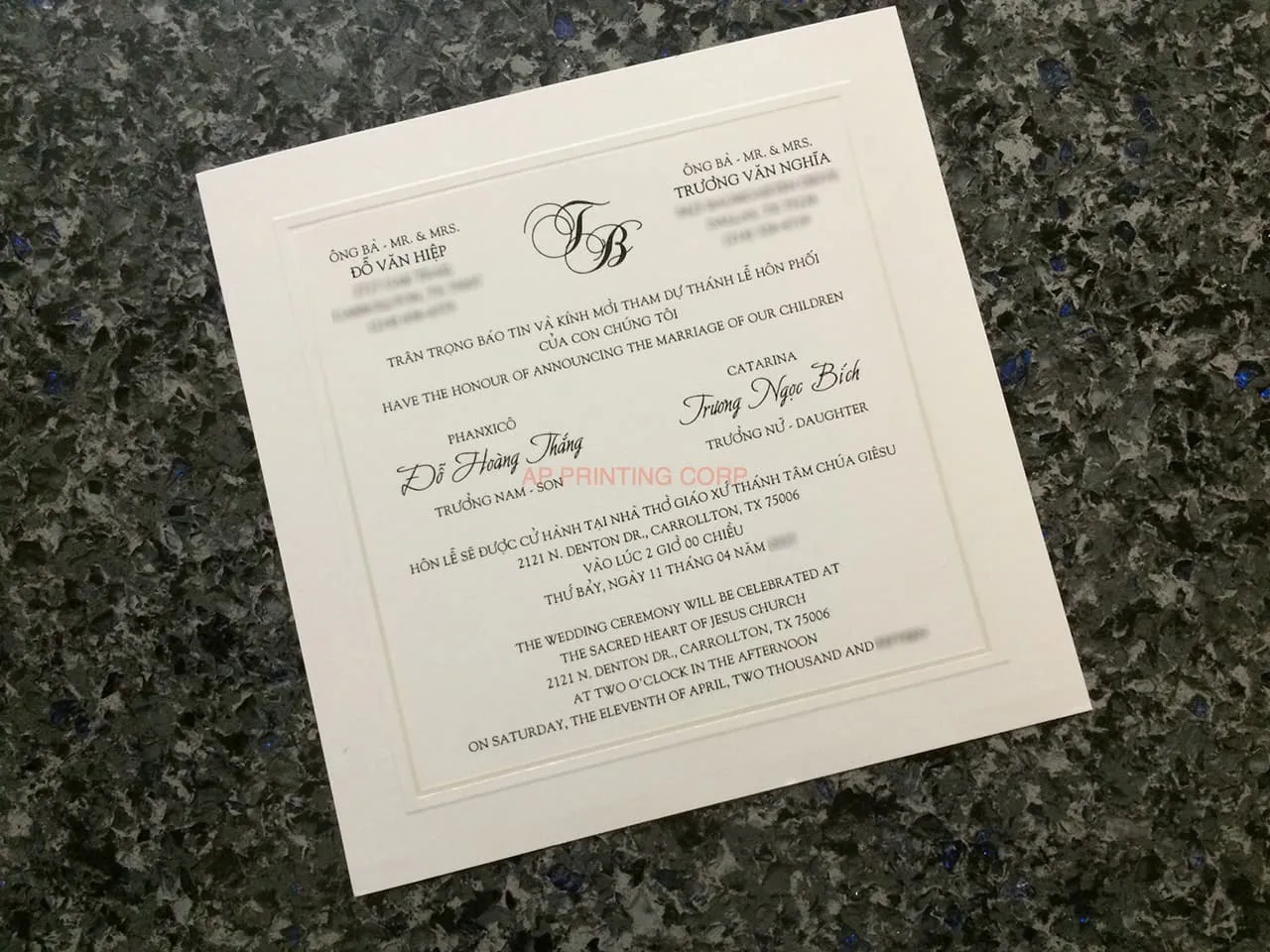 AP Printing - K781 [I-10] Vietnamese & English Wedding Invitation - Custom Printing Services