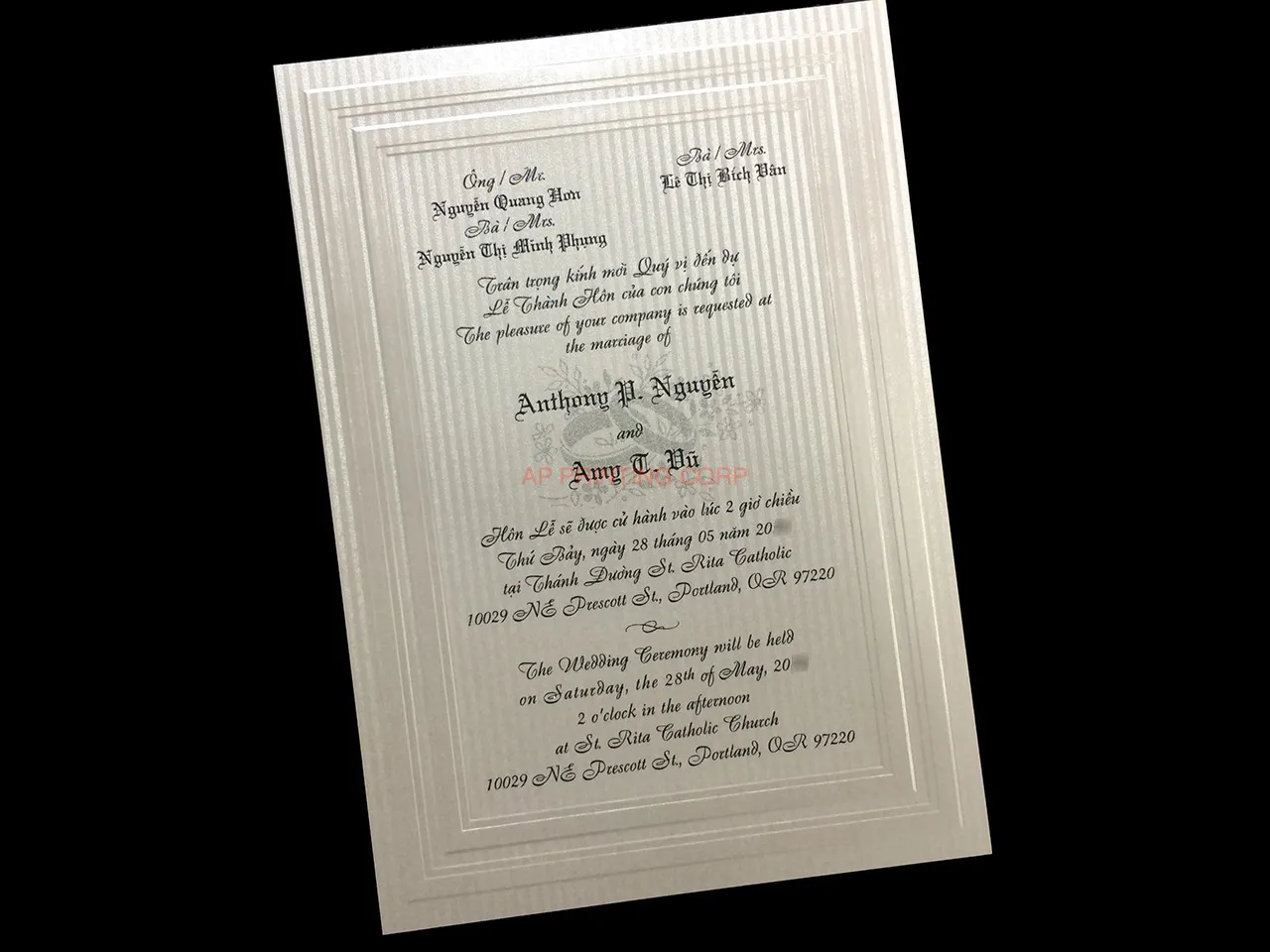 AP Printing - K8107 [I-12] Vietnamese & English Wedding Invitation - Custom Printing Services