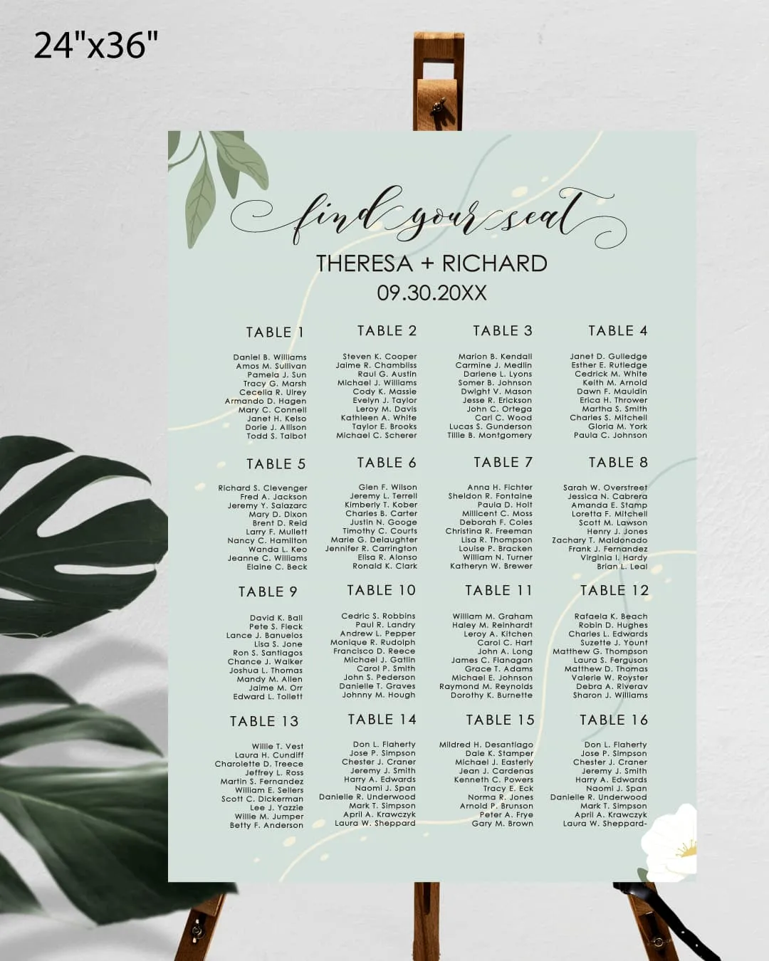 Natural Theme Seating Chart AP Printing - Natural Theme Seating Chart - Custom Printing Services