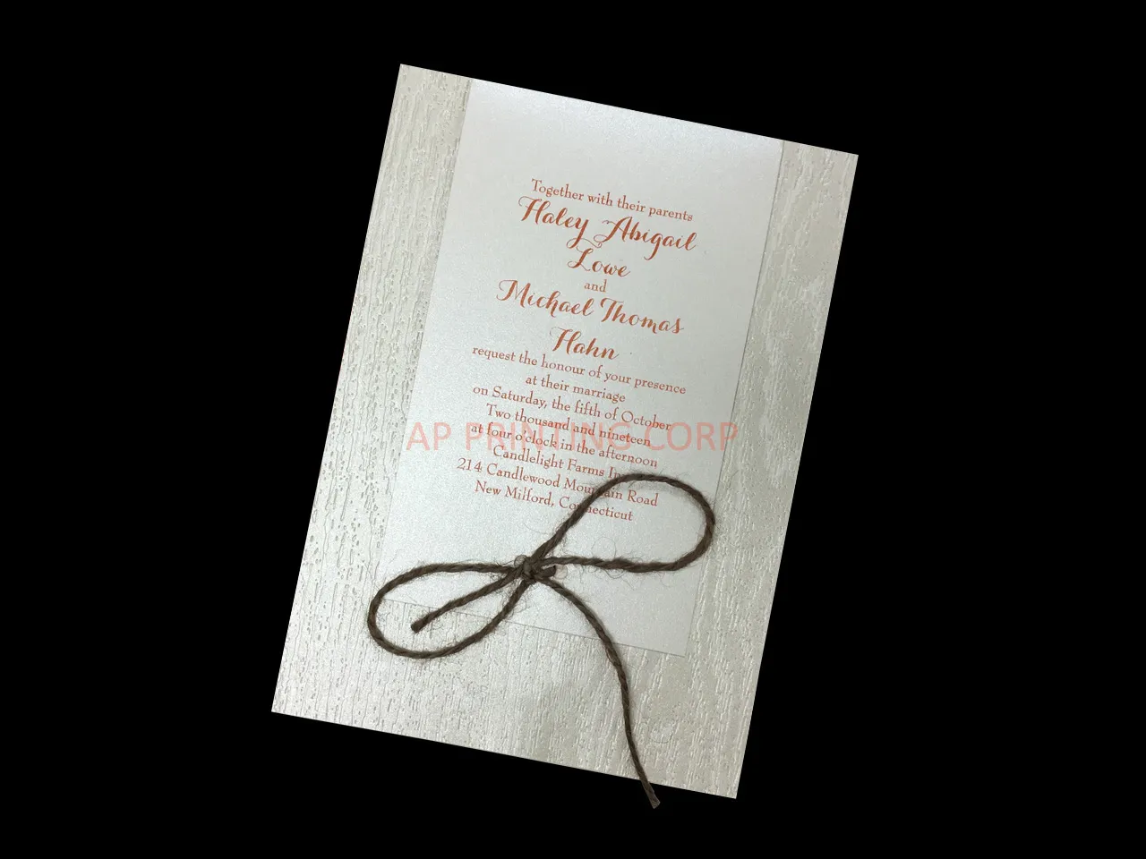 AP Printing - Woodsy Look [CC-75] Fancy Luxury Wedding Invitation - Custom Printing Services