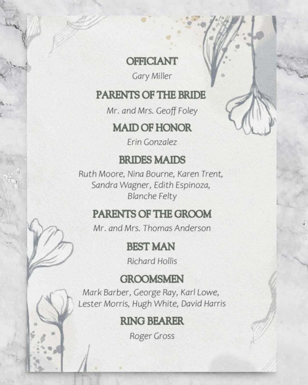 Card Watercolor Flower Wedding Program Cards AP Printing - Card Watercolor Flower Wedding Program Cards - Custom Printing Services