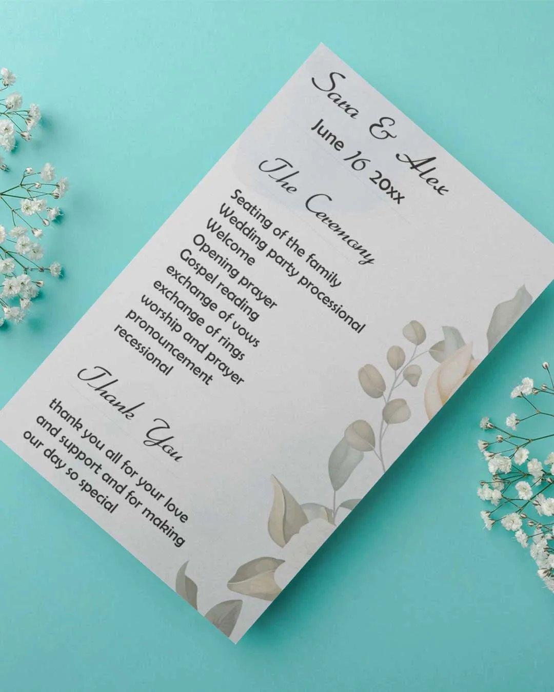 Natural Renewal Wedding Program Cards AP Printing - Natural Renewal Wedding Program Cards - Custom Printing Services