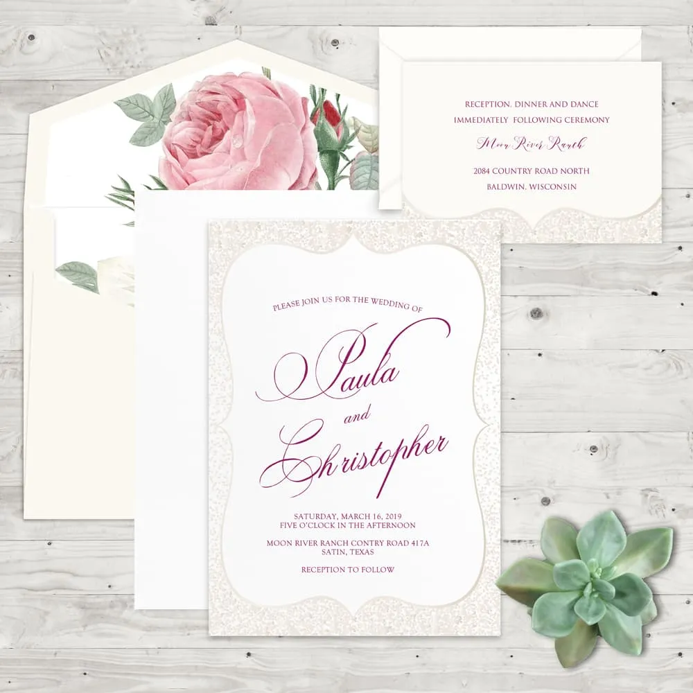 Delicate Sparkle Elegant Fancy Luxury Wedding Invitation AP Printing - Delicate Sparkle Elegant Fancy Luxury Wedding Invitation - Custom Printing Services