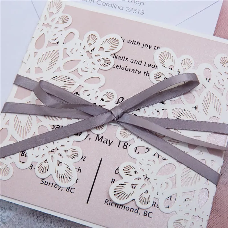 Gorgeous Lace Laser Cut Wedding Invitation AP Printing - Gorgeous Lace Laser Cut Wedding Invitation - Custom Printing Services
