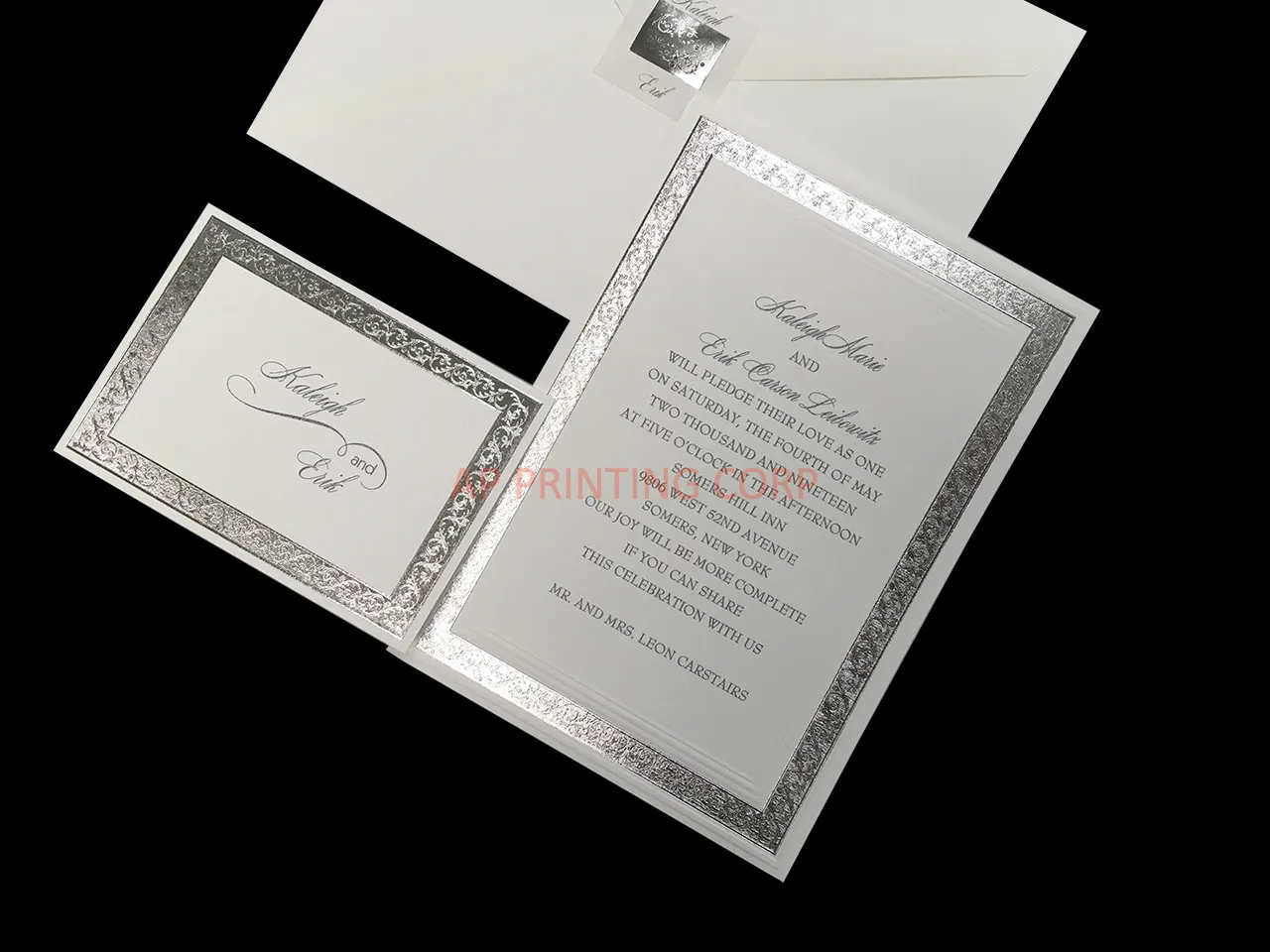 AP Printing - Silver Love Lace [CC-25] Fancy Luxury Wedding Invitation - Custom Printing Services