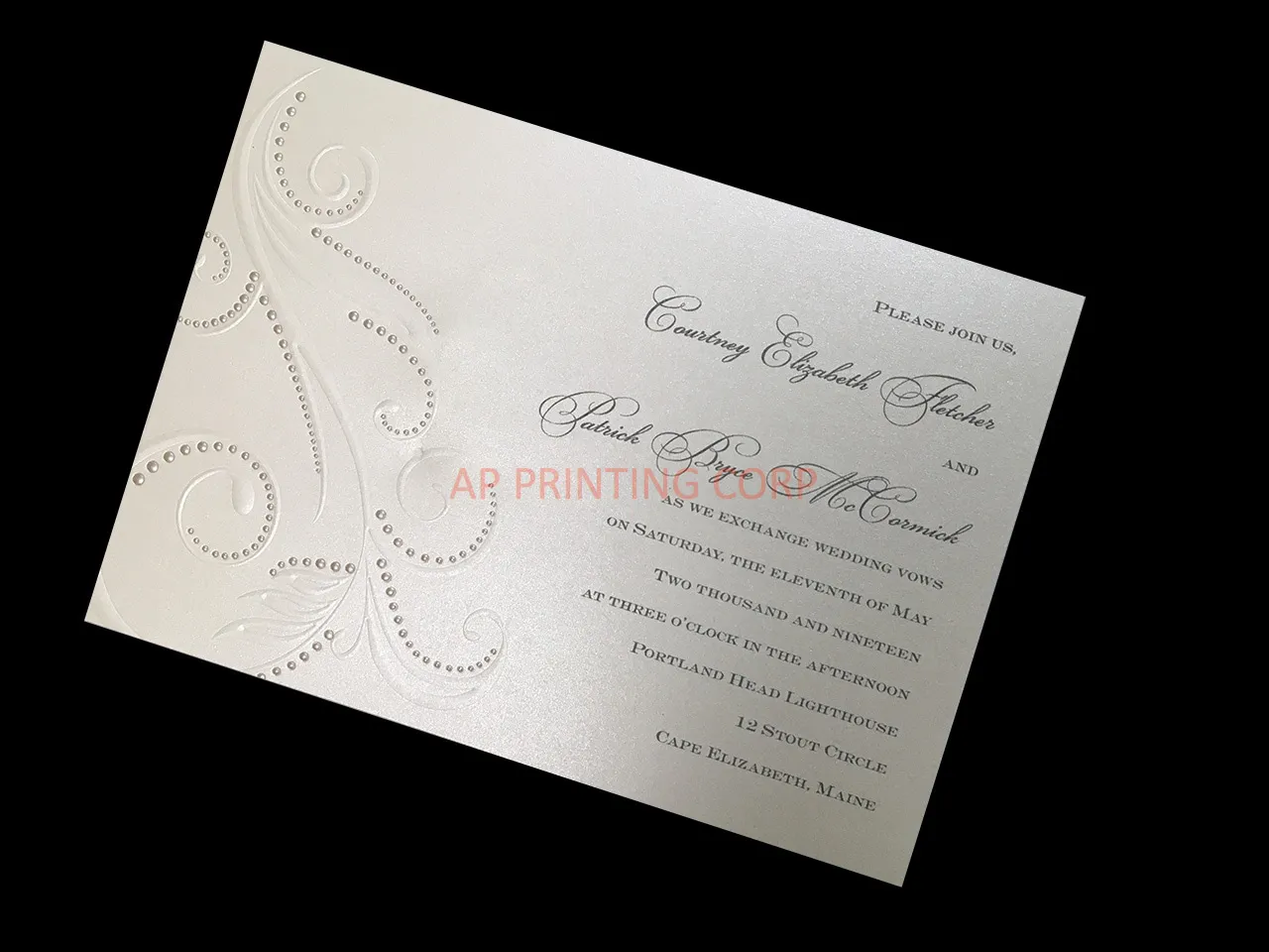 AP Printing - Beaded Flourish [CC-41] Fancy Luxury Wedding Invitation - Custom Printing Services