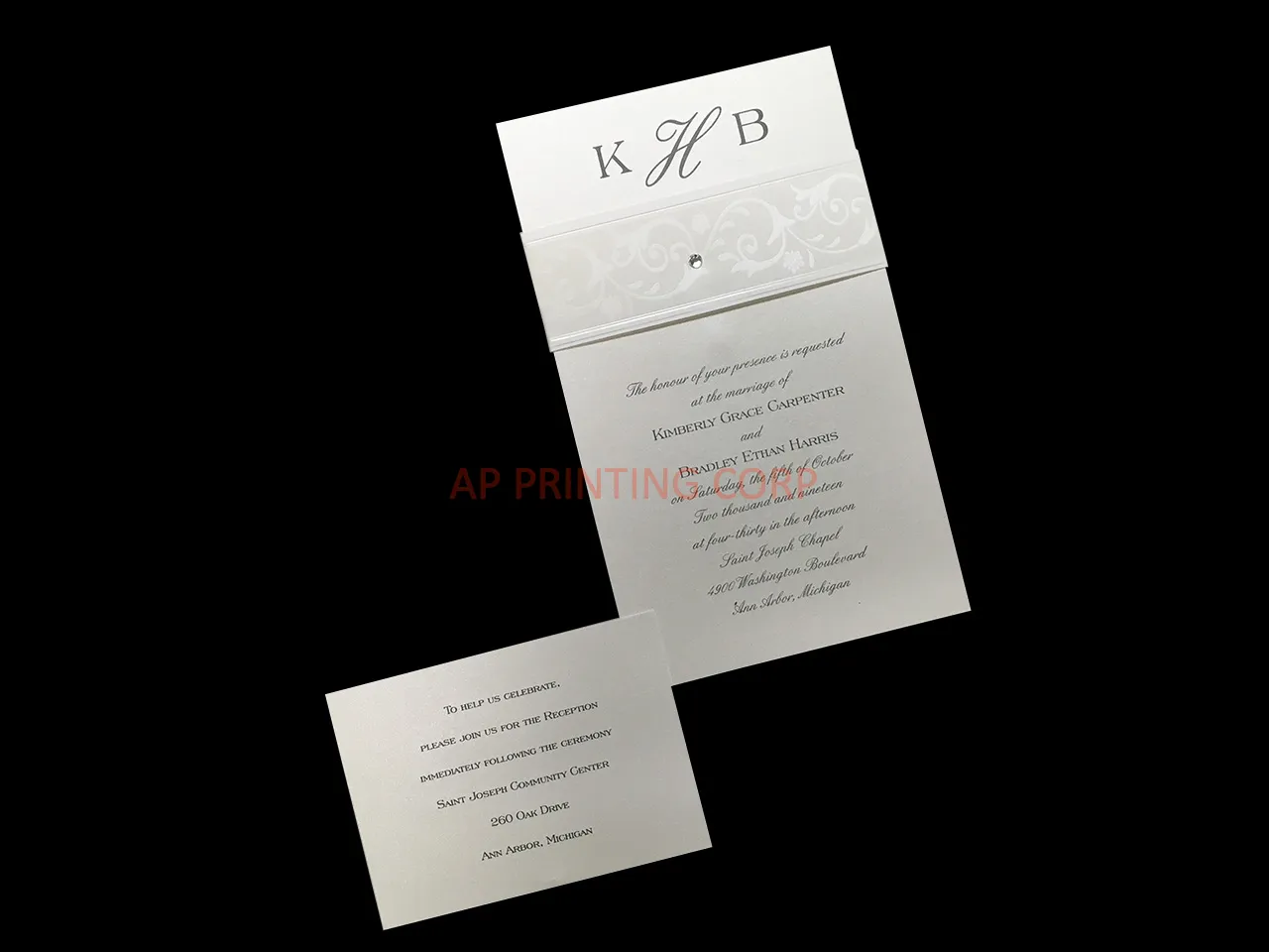 AP Printing - Classically Wrapped [CC-66] Fancy Luxury Wedding Invitation - Custom Printing Services