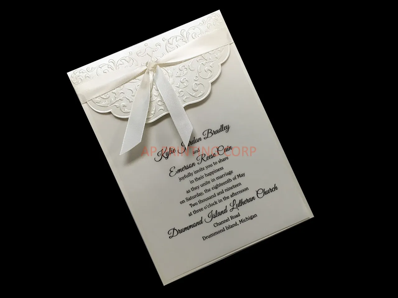 AP Printing - Latte Ecru Whisper [CC-80] Fancy Luxury Wedding Invitation - Custom Printing Services