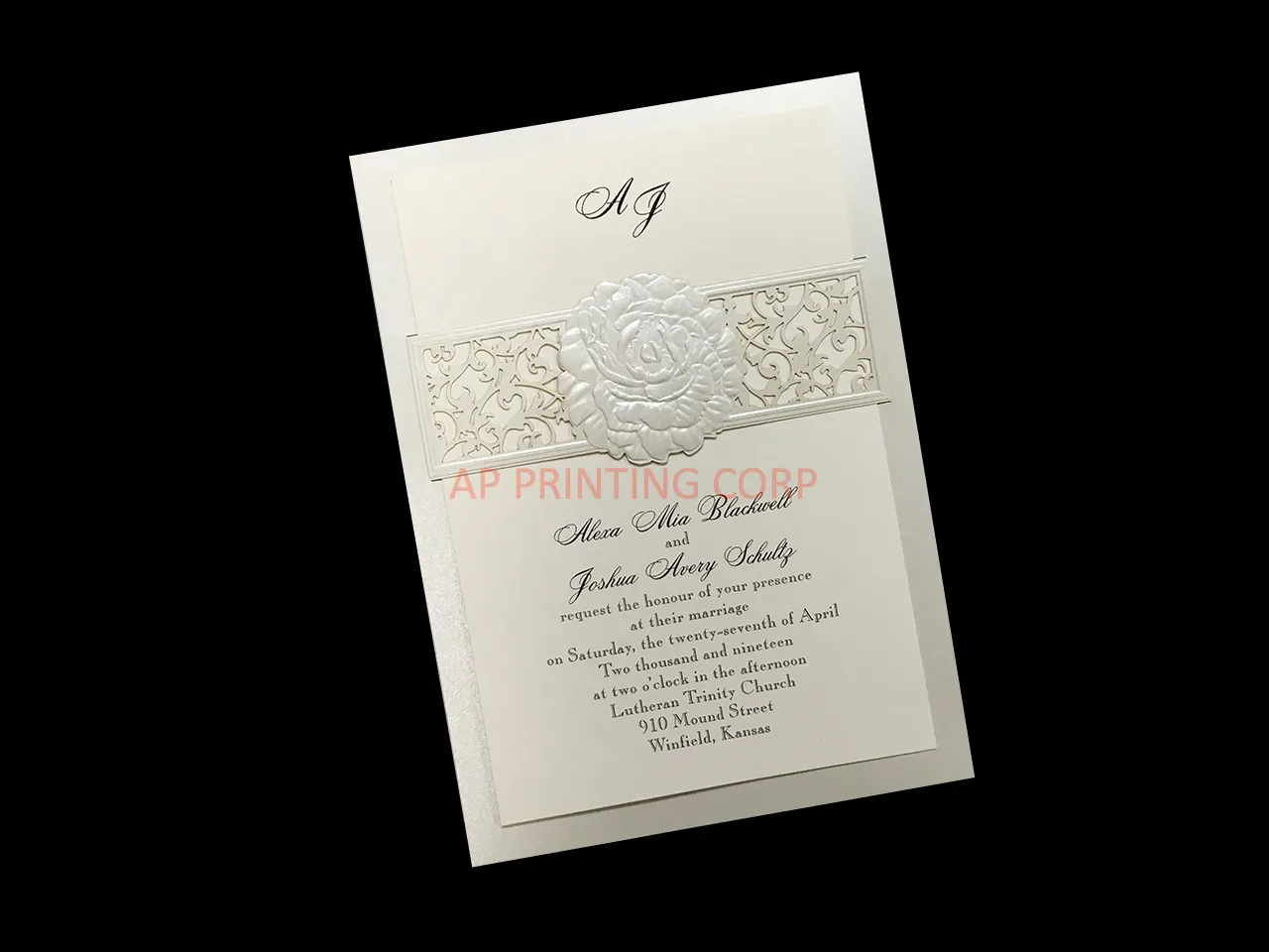 AP Printing - Rose Embrace [CC-80] Fancy Luxury Wedding Invitation - Custom Printing Services