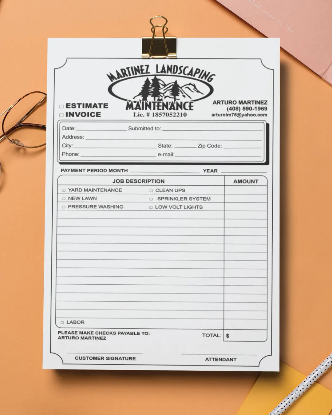 Simple Shaped Edge Carbonless Forms (Invoice) AP Printing - Simple Shaped Edge Carbonless Forms (Invoice) - Custom Printing Services