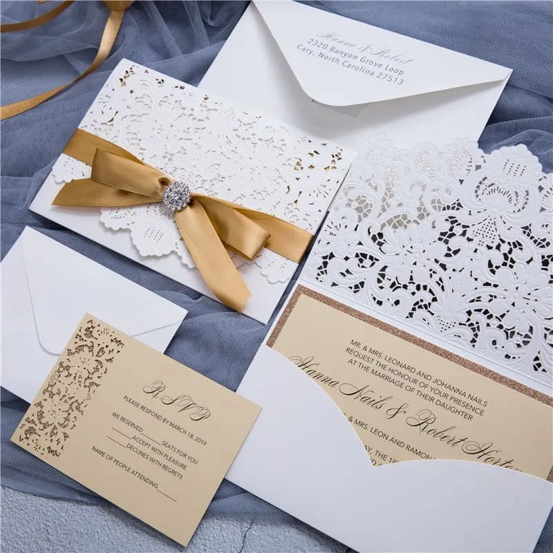 AP Printing - CL-WRAP-57 N-N Gray Lace and Key Laser Cut Wedding Invitation - Custom Printing Services