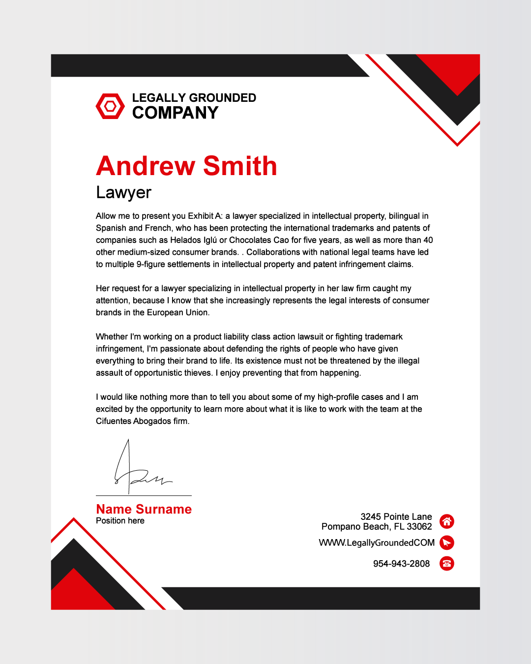 AP Printing - Black & Red Patent Law Firm Letterhead - Custom Printing Services