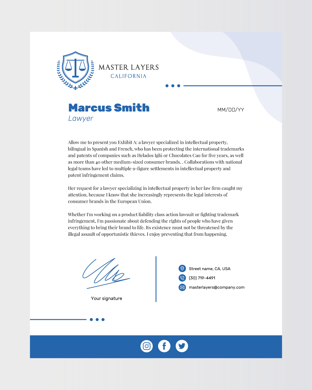 AP Printing - Blue Label Law Firm Letterhead - Custom Printing Services
