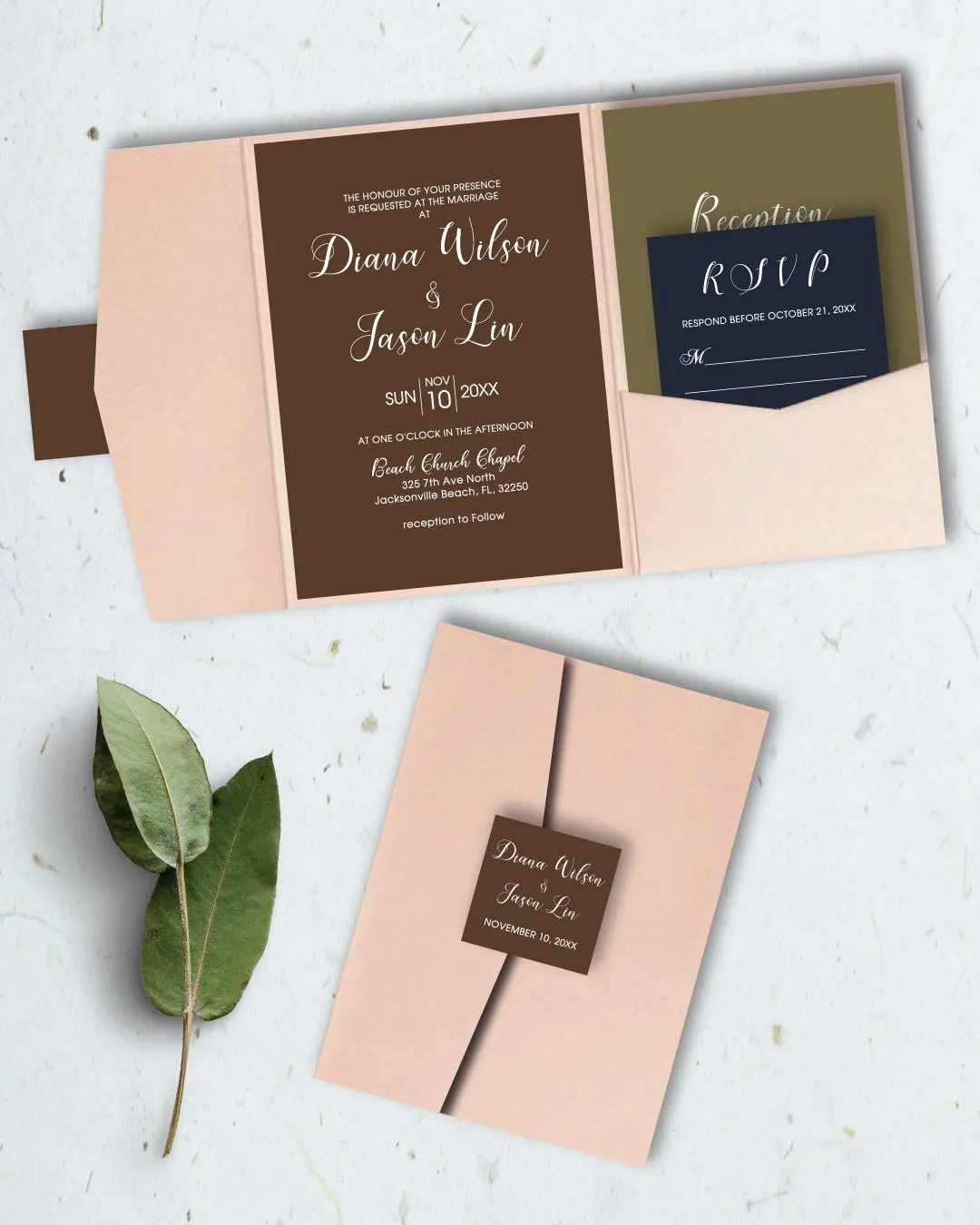 AP Printing - Earth TonesA7.5 Himalaya Pocket Wedding Invitation - Custom Printing Services