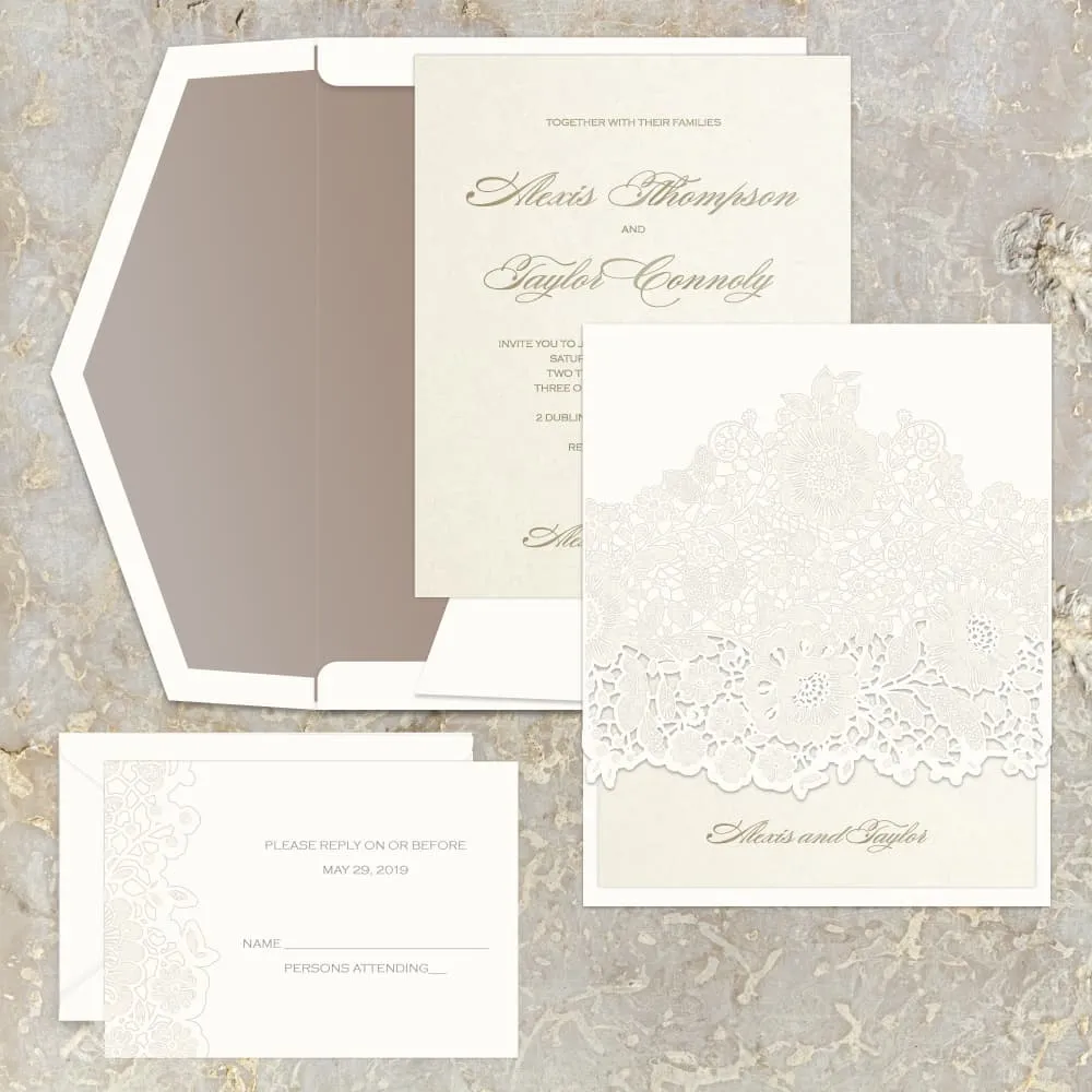 Florentine Lace Fancy Luxury & Laser Cut Wedding Invitation AP Printing - Florentine Lace Fancy Luxury & Laser Cut Wedding Invitation - Custom Printing Services