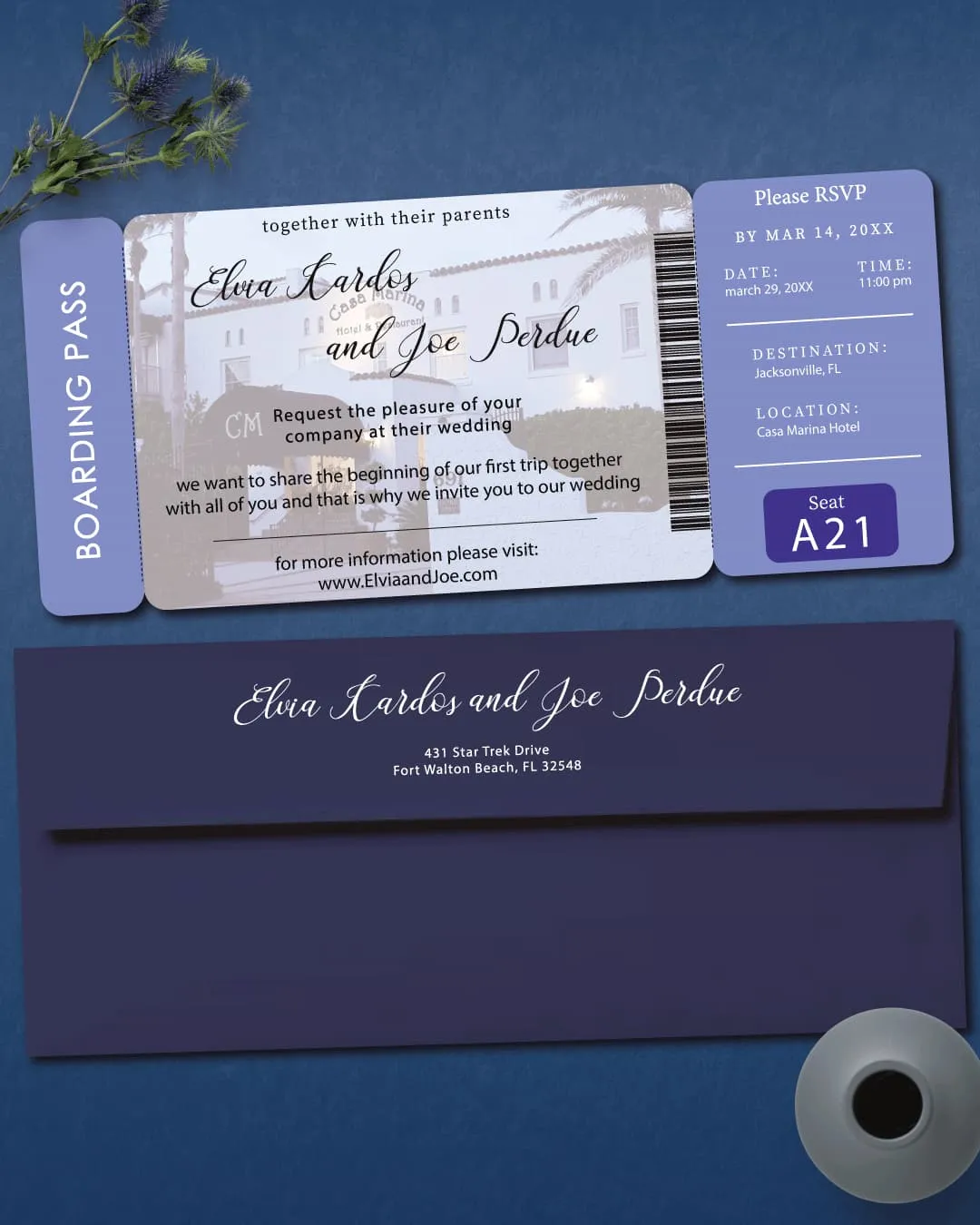 Love Fate Boarding Pass Wedding Invitations AP Printing - Love Fate Boarding Pass Wedding Invitations - Custom Printing Services