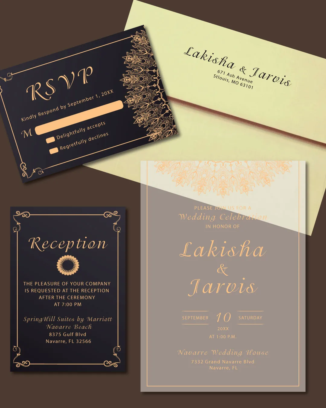 AP Printing - Indian Golden Mandala Acrylic Wedding Invitation - Custom Printing Services