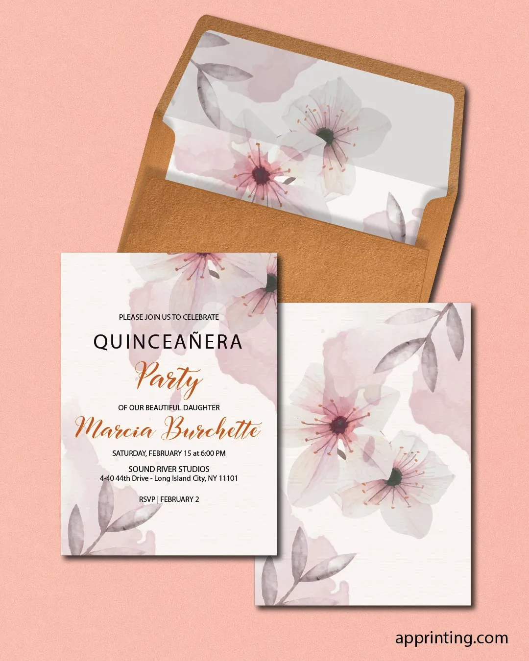 AP Printing - Quinceanera Pale Pink - Custom Printing Services
