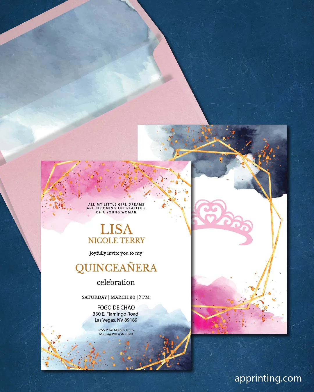 Quinceanera Vibrant Watercolor AP Printing - Quinceanera Vibrant Watercolor - Custom Printing Services