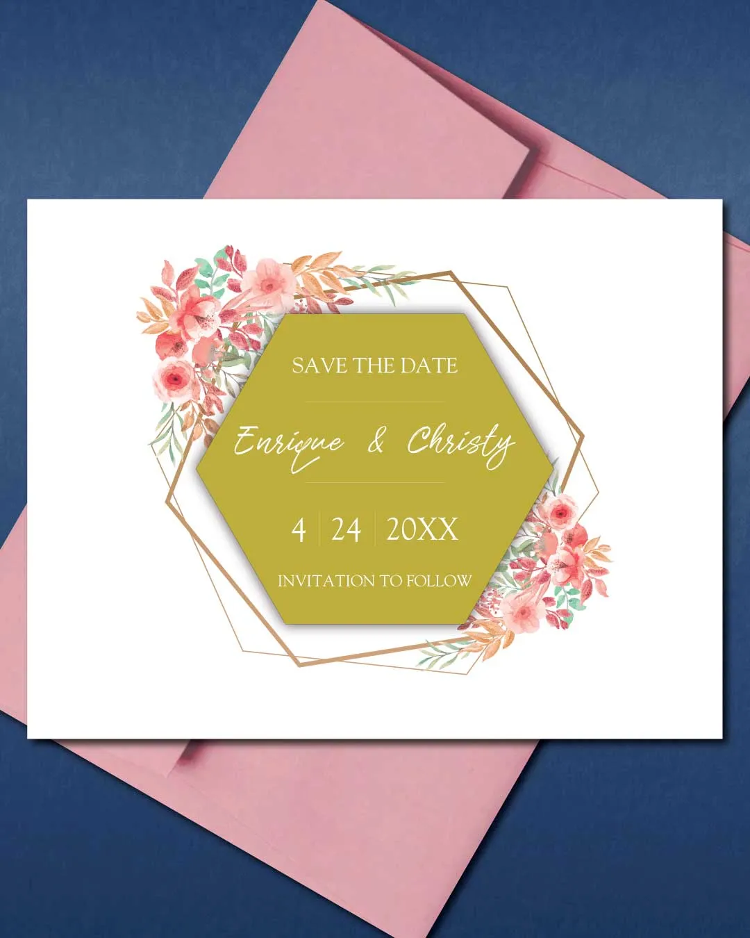 AP Printing - Pink Vintage Flowers Save The Date - Custom Printing Services