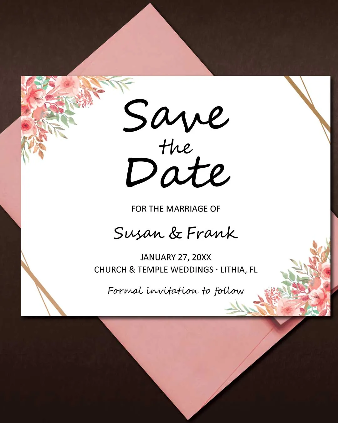 Pink Bouquet in Watercolor Save The Date AP Printing - Pink Bouquet in Watercolor Save The Date - Custom Printing Services