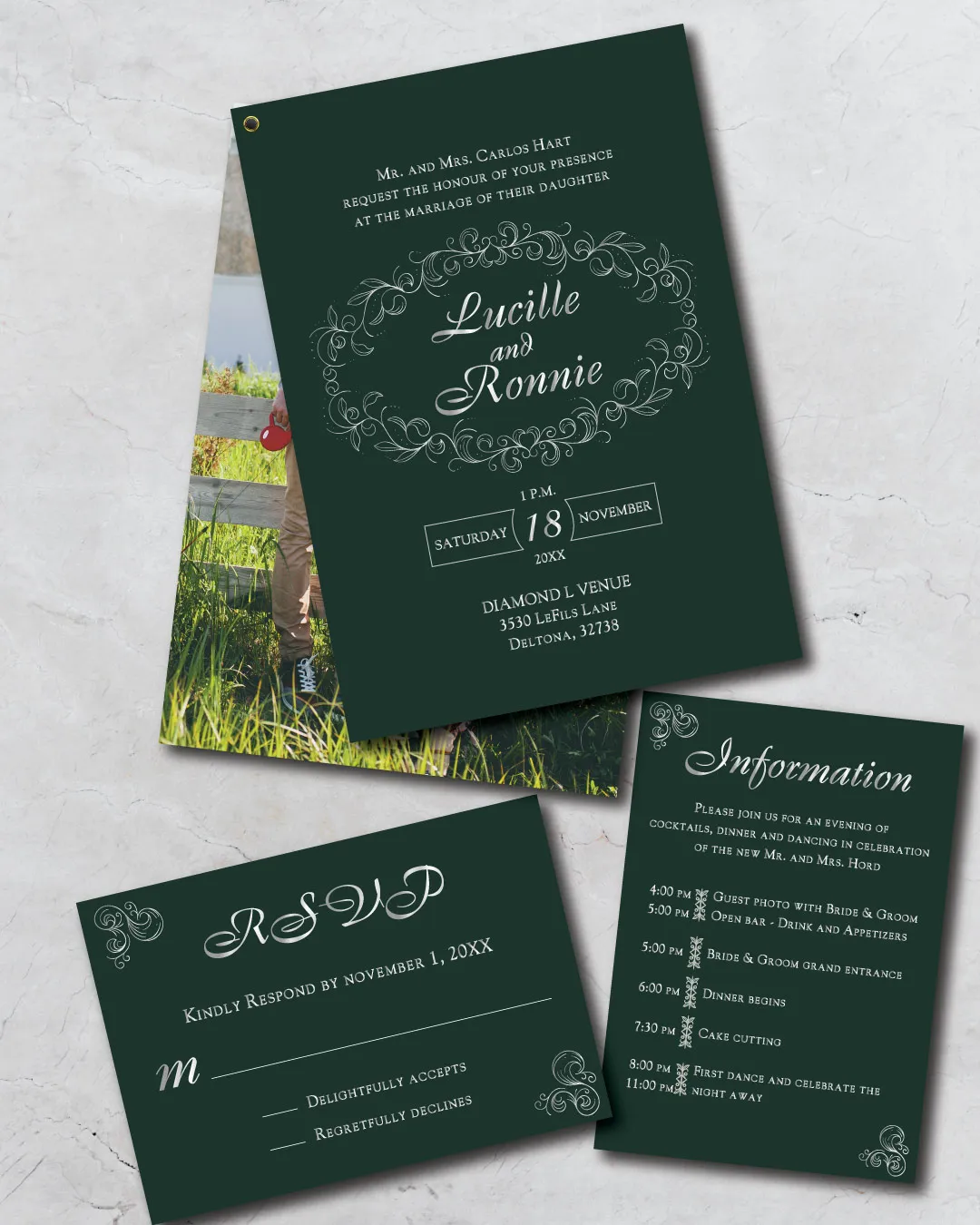 Leaves Frame Foil Wedding Invitation AP Printing - Leaves Frame Foil Wedding Invitation - Custom Printing Services