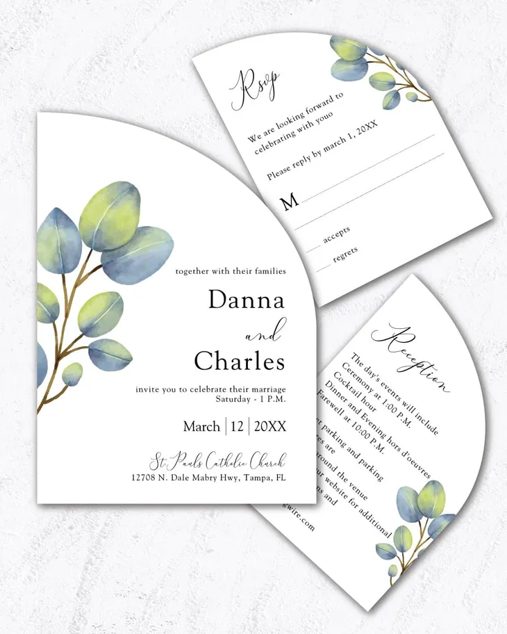 Elegant Botanical Unique Style Wedding Invitations AP Printing - Elegant Botanical Unique Style Wedding Invitations - Custom Printing Services
